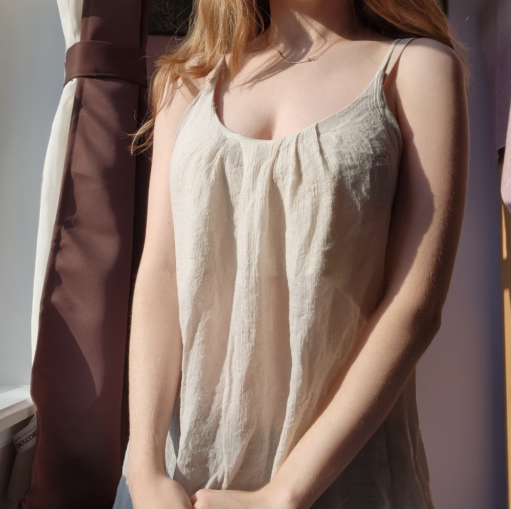 Love J Natural Linen Style Drape Camisole size M